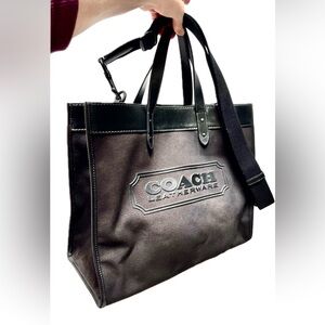 Coach Black canvas and leather tote